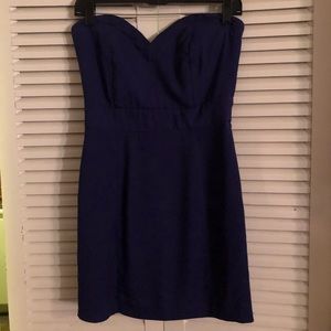 Strapless blue formal dress